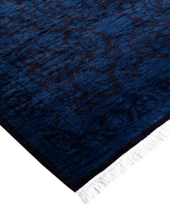 Contemporary Overdyed Hand Knotted Wool Blue Area Rug 3' 1" x 5' 5"