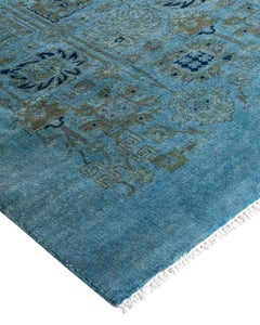 Contemporary Overdyed Hand Knotted Wool Blue Area Rug 3' 10" x 5' 8"