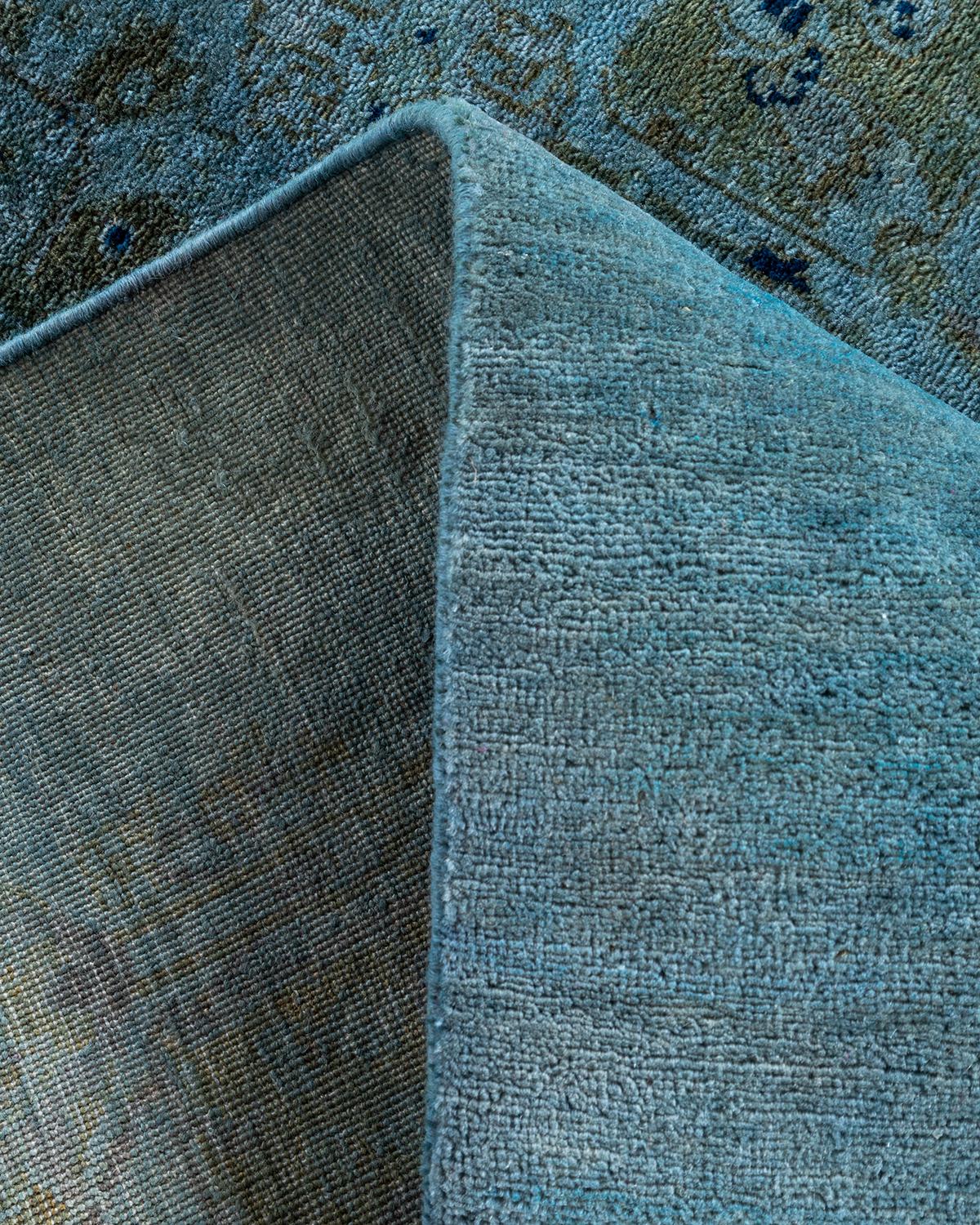 Alfombra de lana teñida a mano contemporánea azul 1,80 x 1,80 m Lana en venta