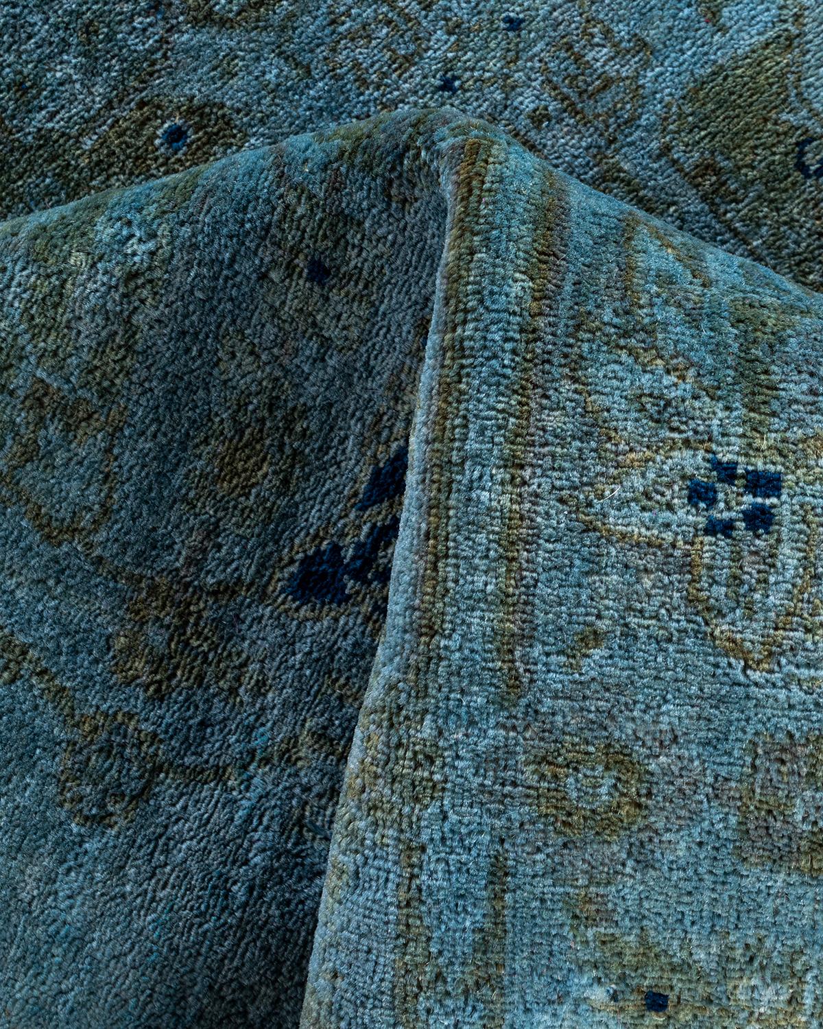 Alfombra de lana teñida a mano contemporánea azul 1,80 x 1,80 m en venta 1