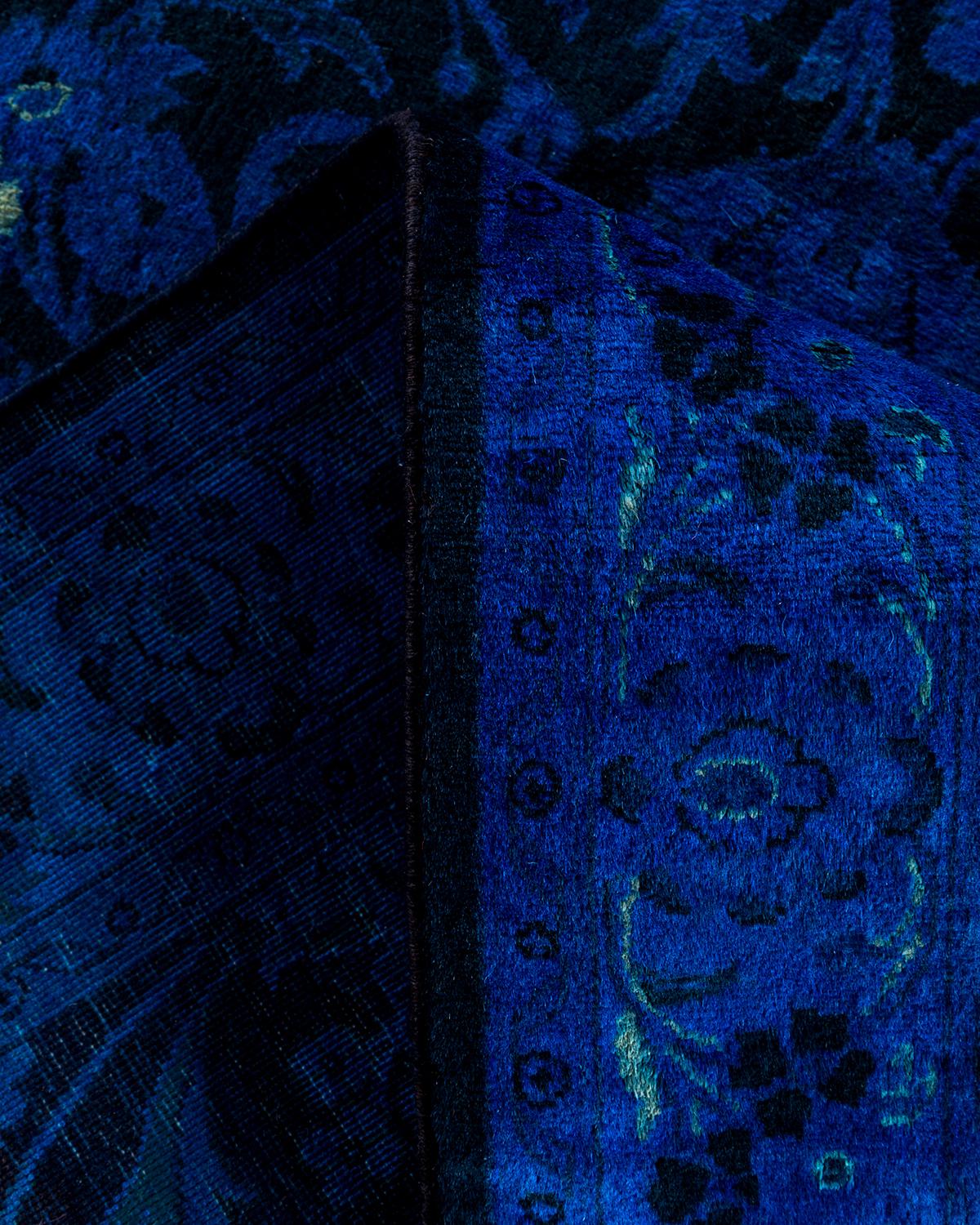 Alfombra de lana teñida a mano contemporánea azul 1,80 x 1,80 cm Lana en venta