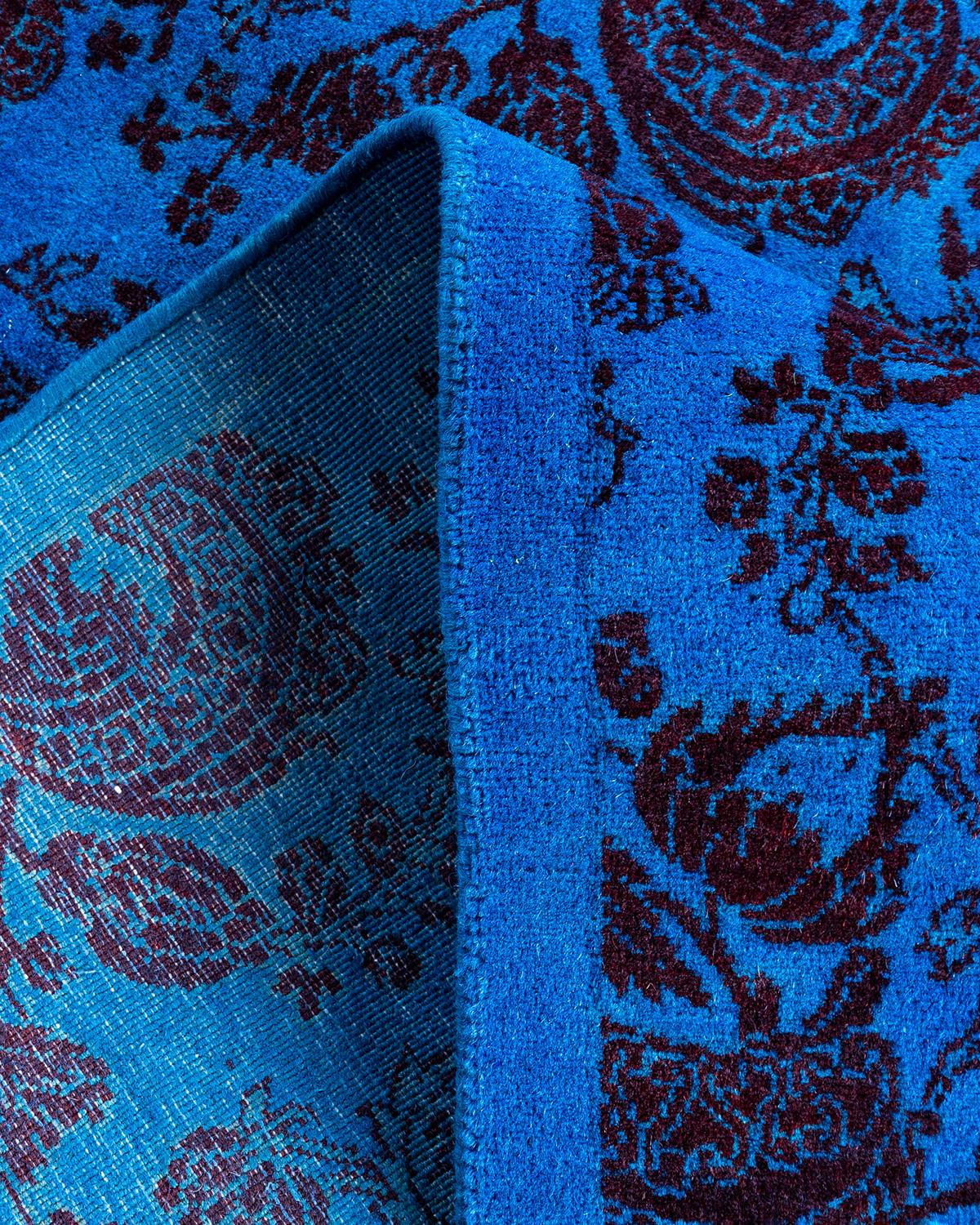 Lana Contemporary Overdyed Hand Knots Rugs (Tappeto di lana blu) 3' 2