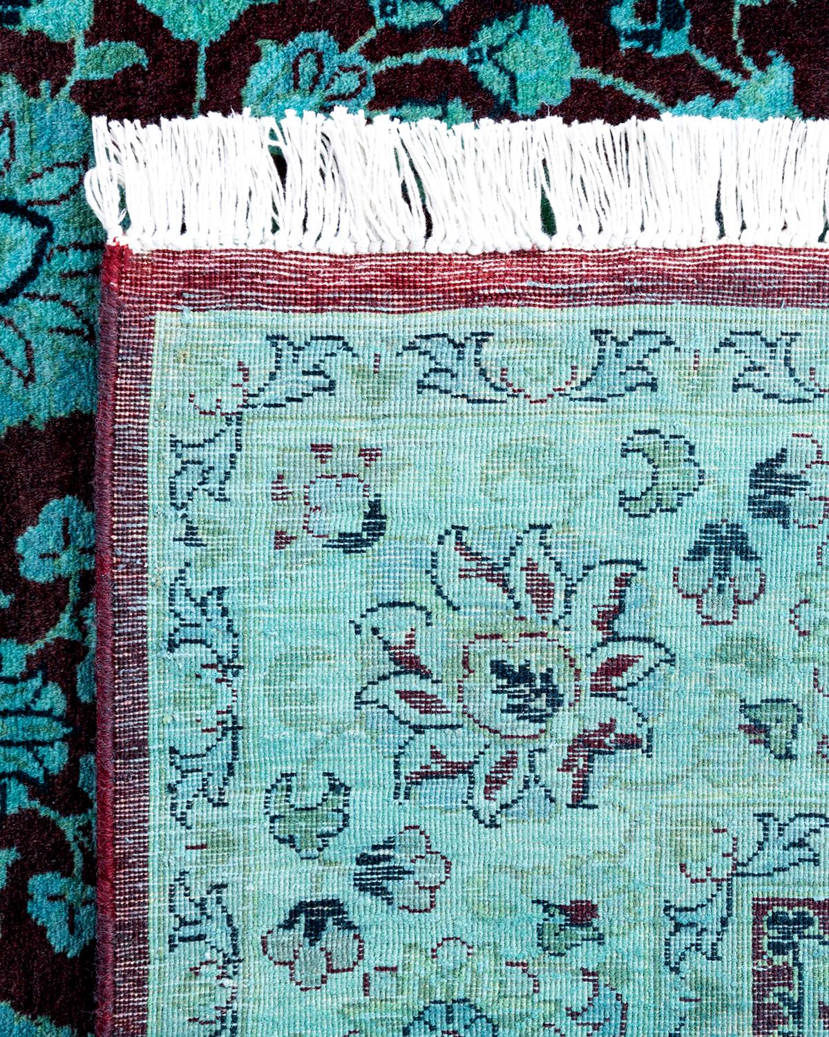 XXI secolo e contemporaneo Contemporary Overdyed Hand Knots Rugs (Tappeto di lana blu) 4' 2