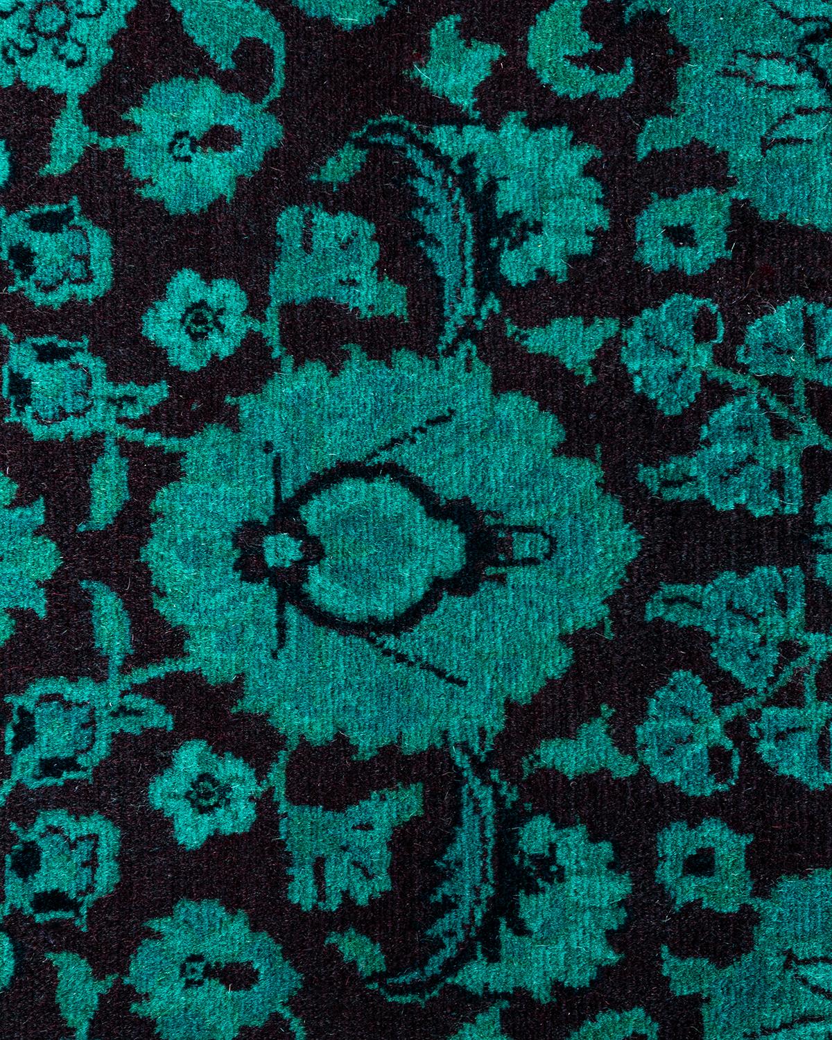 Pakistano Contemporary Overdyed Hand Knots Rugs (Tappeto di lana blu) 4' 2