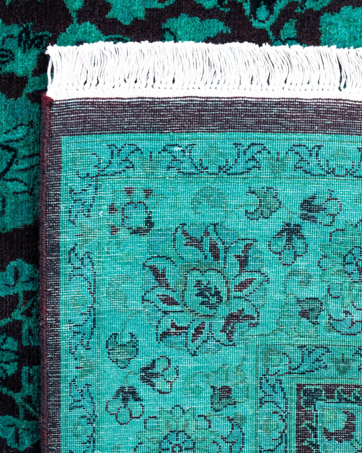 XXI secolo e contemporaneo Contemporary Overdyed Hand Knots Rugs (Tappeto di lana blu) 4' 2