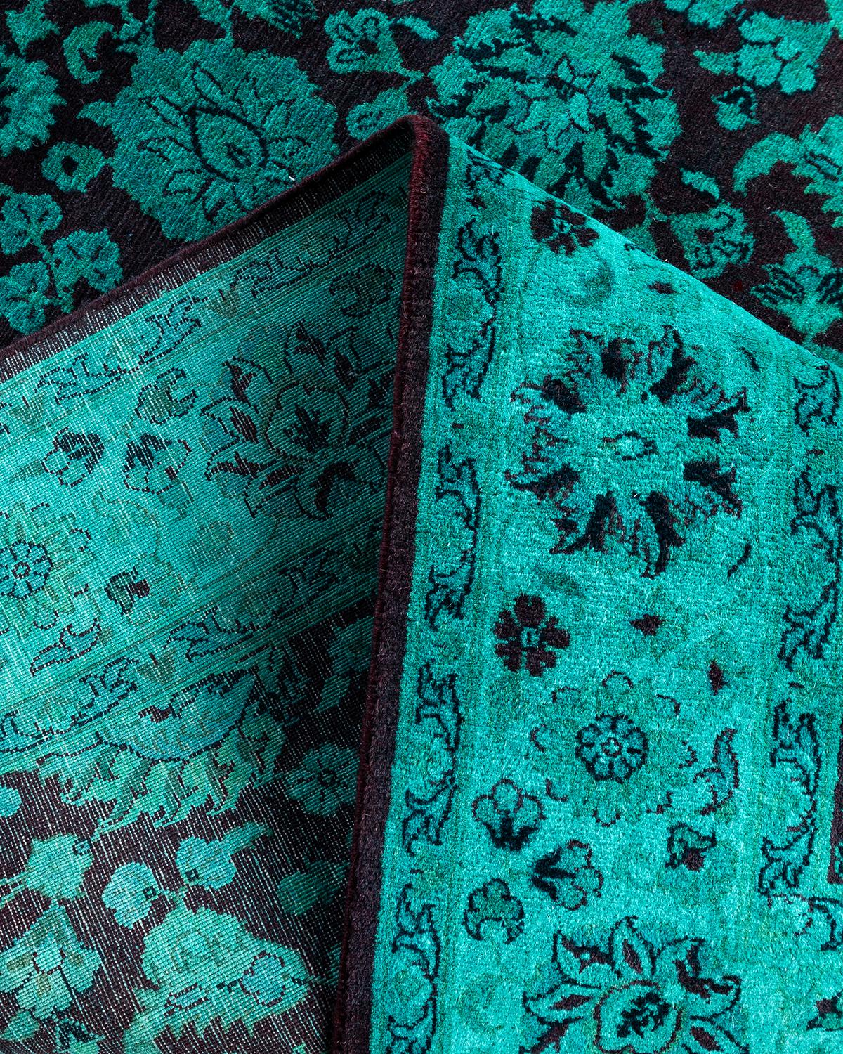 Lana Contemporary Overdyed Hand Knots Rugs (Tappeto di lana blu) 4' 2