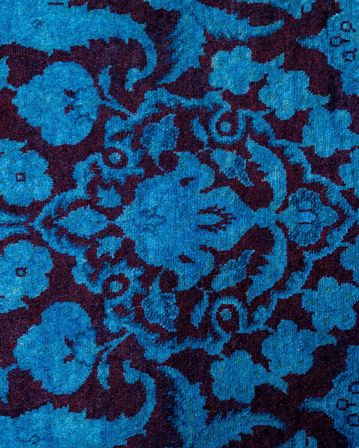 Alfombra de lana teñida a mano azul contemporánea 2' x 2'' Pakistaní en venta