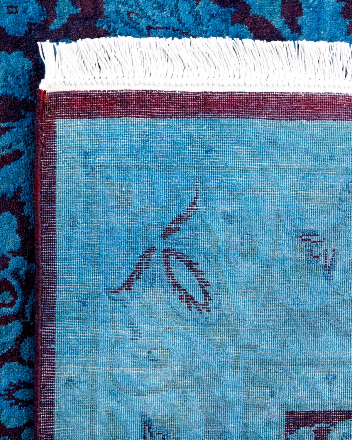 Alfombra de lana teñida a mano azul contemporánea 2' x 2'' Siglo XXI y contemporáneo en venta
