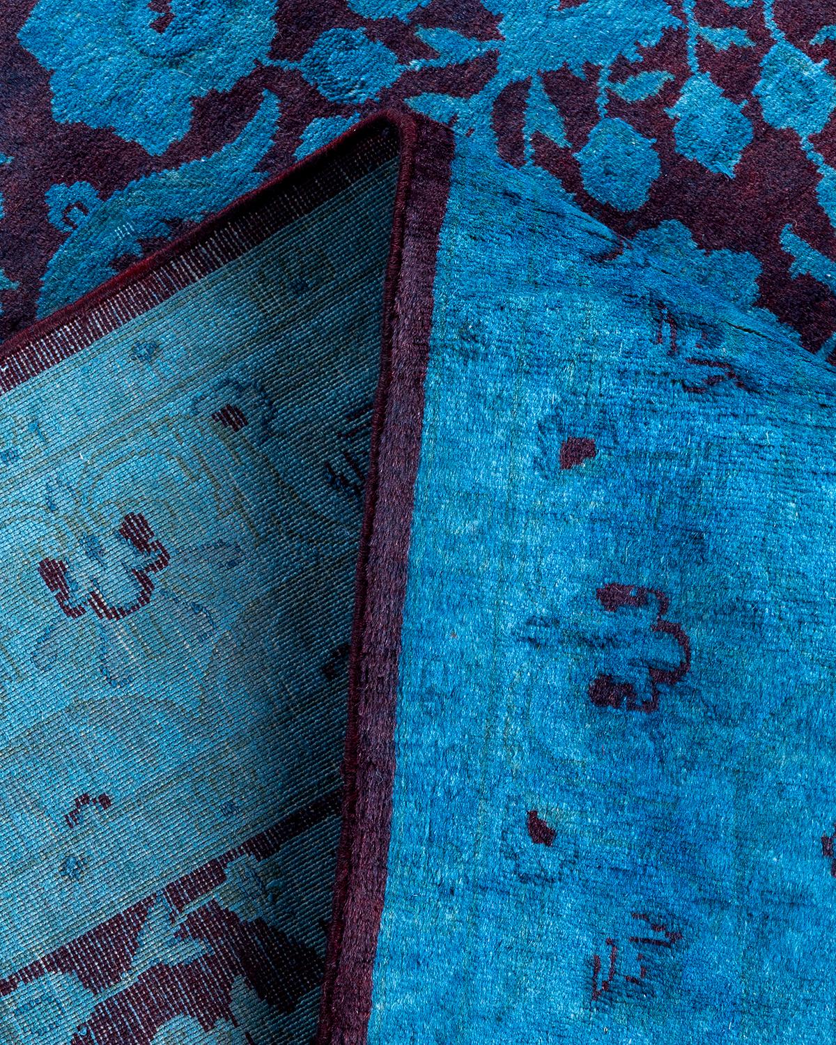 Alfombra de lana teñida a mano azul contemporánea 2' x 2'' Lana en venta