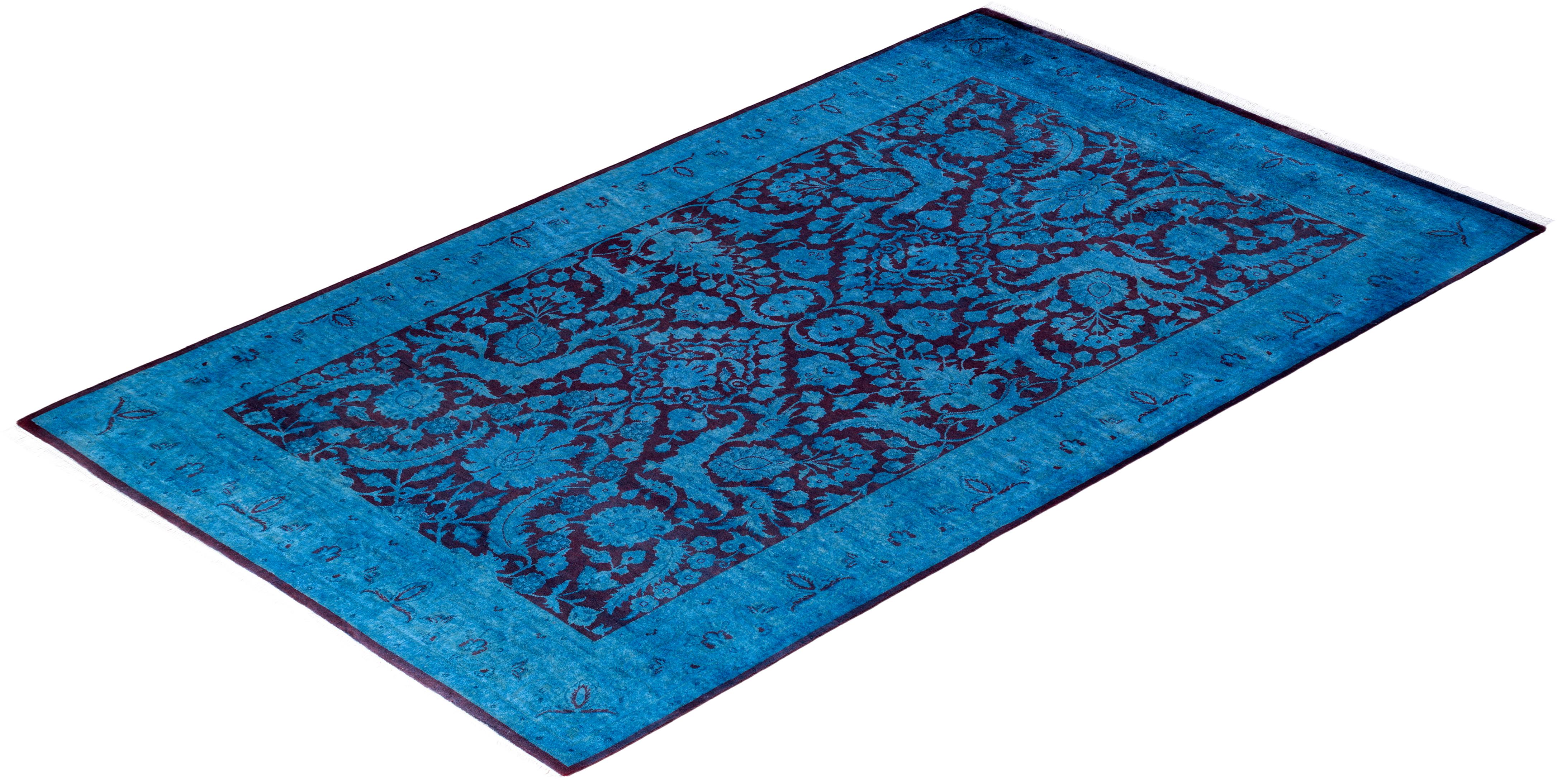 Alfombra de lana teñida a mano azul contemporánea 2' x 2'' en venta 2