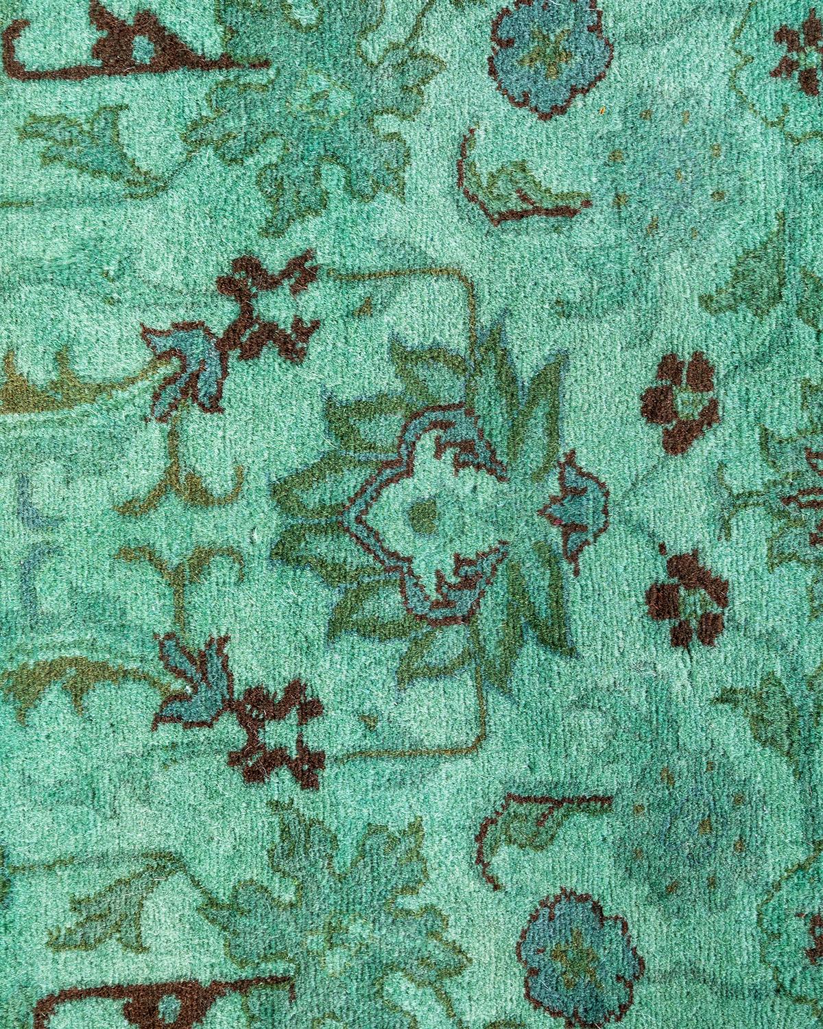 Contemporary Overdyed Hand Knotted Wool Blue Area Rug 4' 3