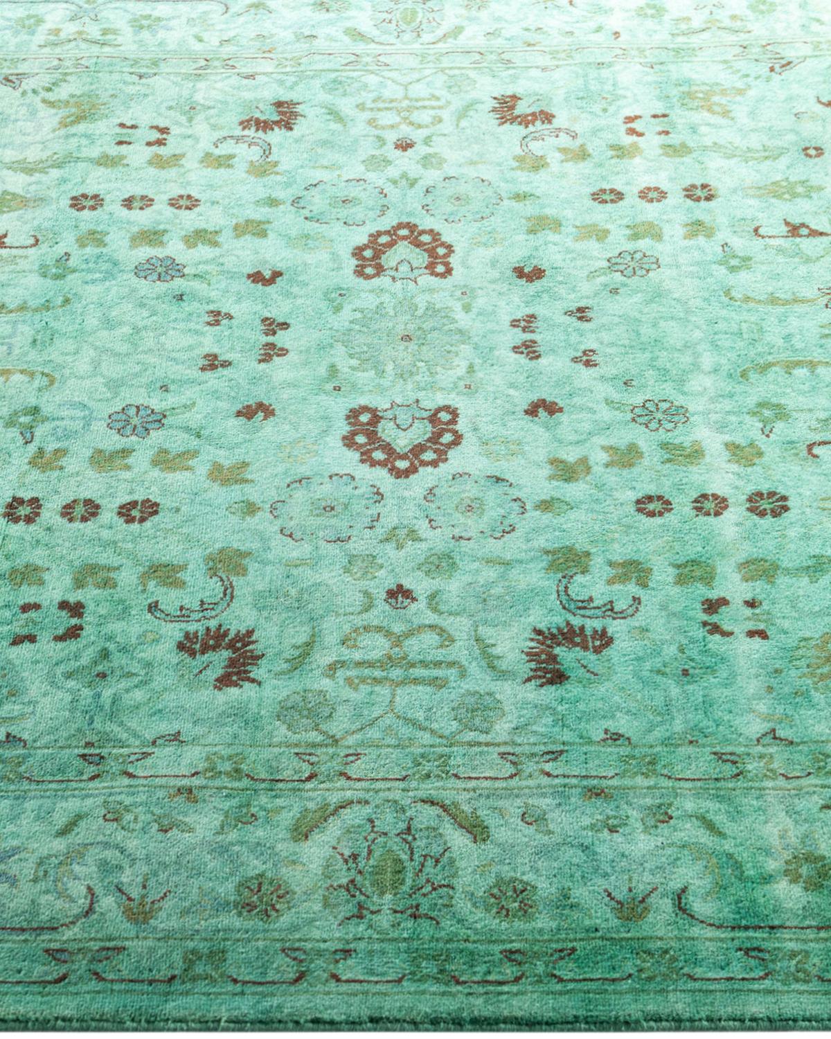 Contemporary Overdyed Hand Knotted Wool Blue Area Rug 4' 3