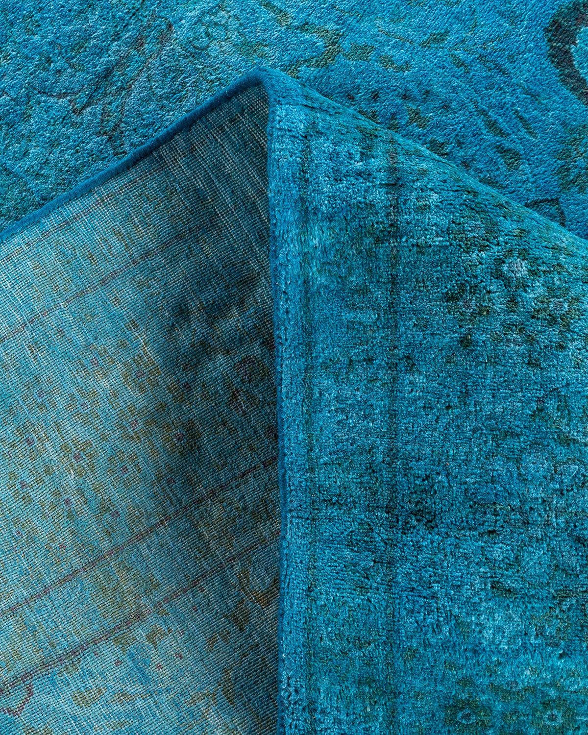 Alfombra de lana teñida a mano contemporánea azul 1,80 x 1,80 cm Lana en venta