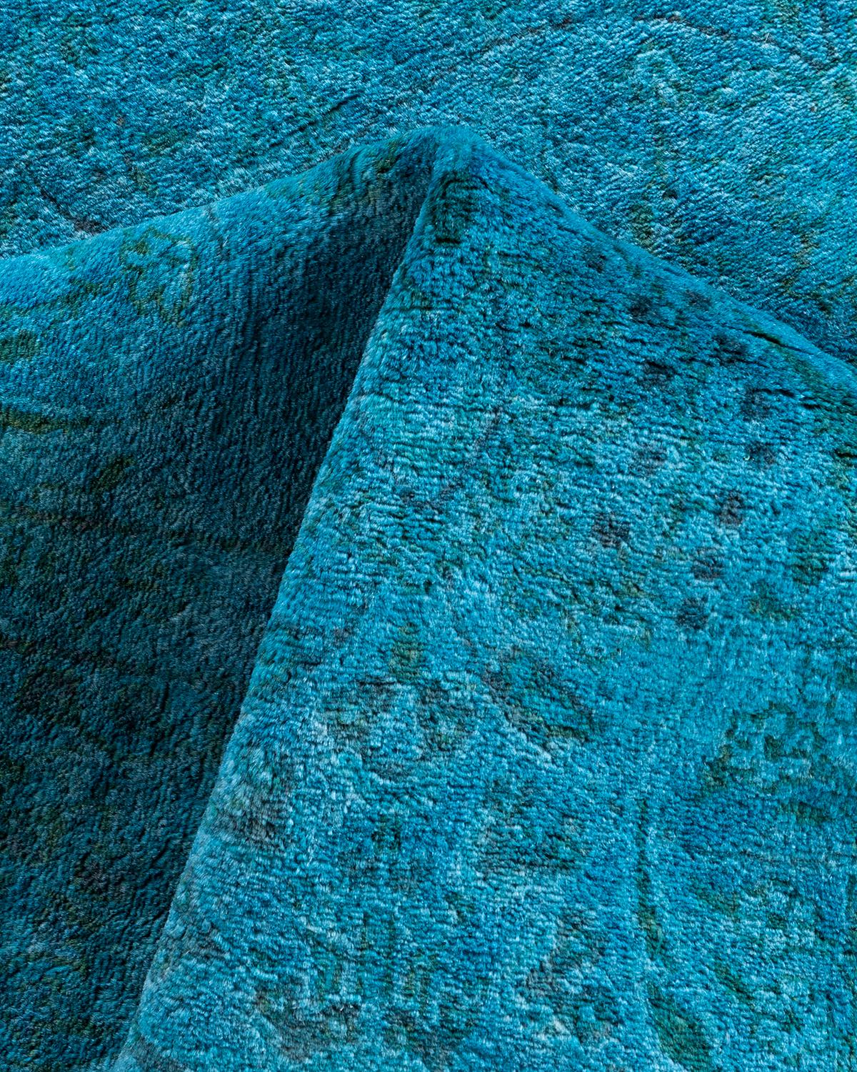 Alfombra de lana teñida a mano contemporánea azul 1,80 x 1,80 cm en venta 1
