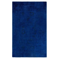 Contemporary Overdyed Hand Knotted Wool Blue Area Rug 5' 1" x 8' 3"