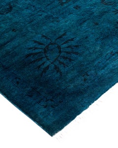 Contemporary Overdyed Hand Knotted Wool Blue Area Rug 5' 10" x 8' 8"