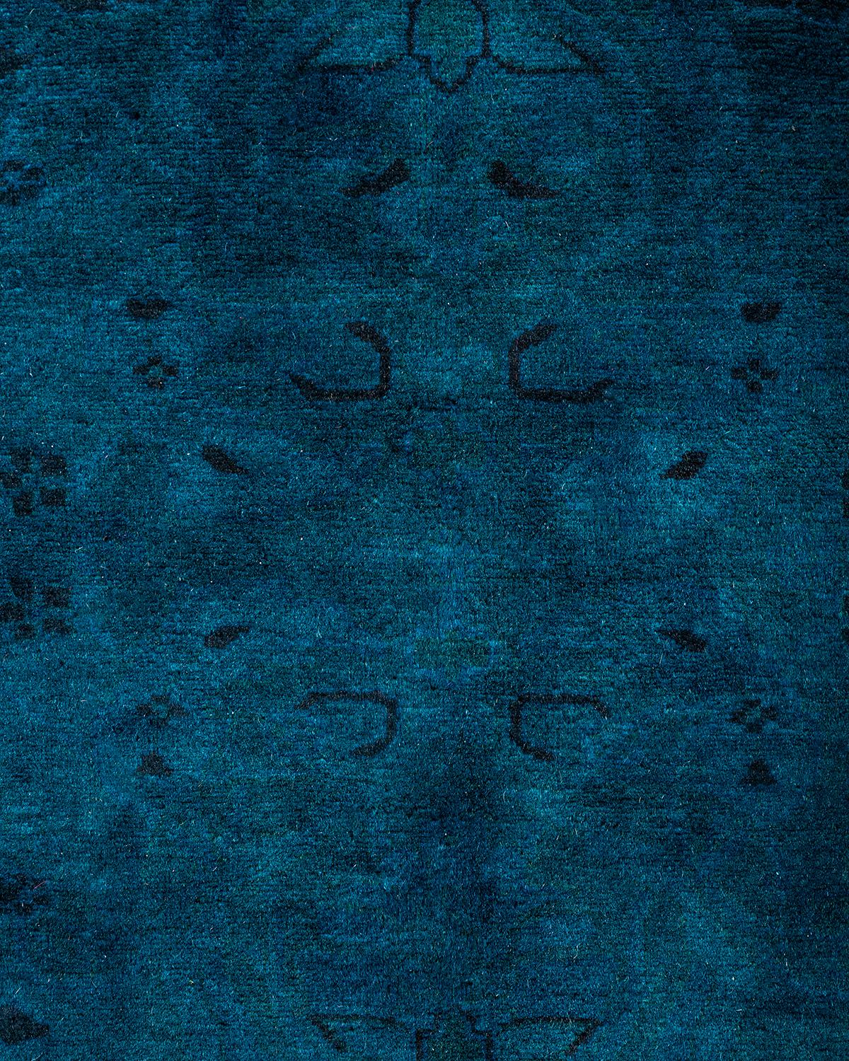 Pakistano Contemporary Overdyed Hand Knots Rugs (Tappeto di lana blu) 5' 10