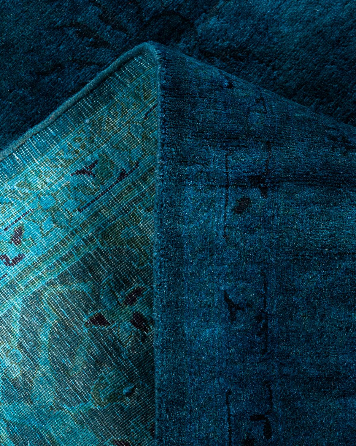 Lana Contemporary Overdyed Hand Knots Rugs (Tappeto di lana blu) 5' 10