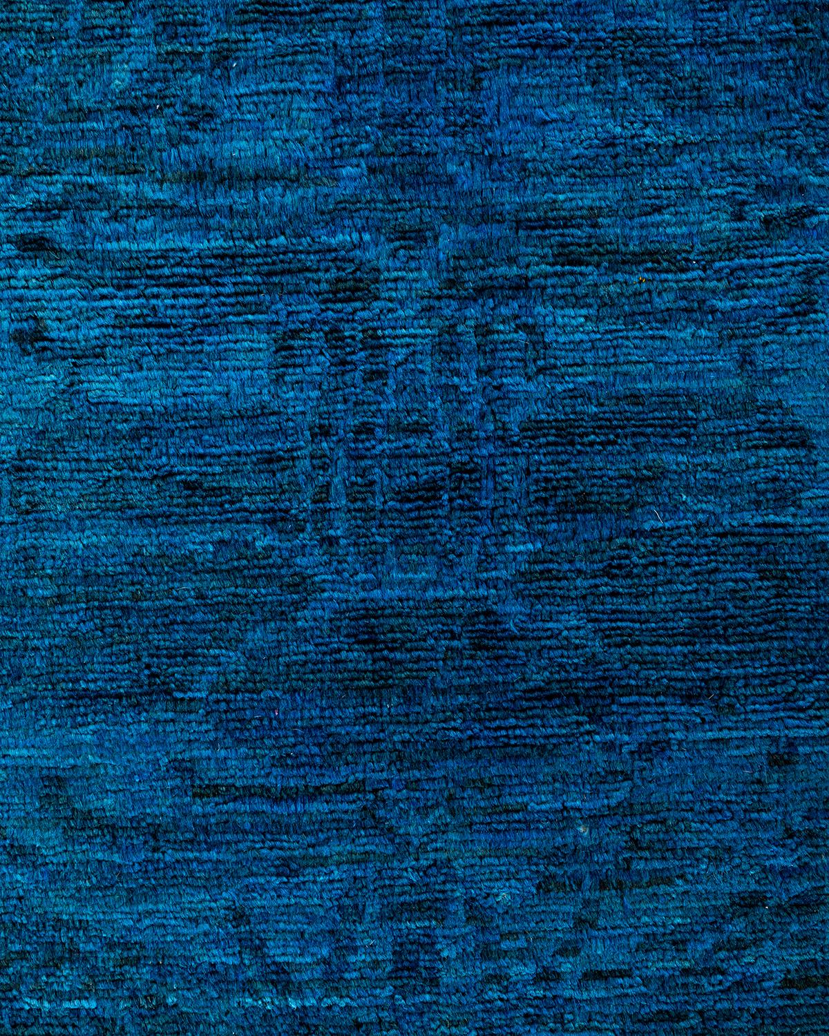 Contemporary Overdyed Hand Knotted Wool Blue Area Rug 5' 10