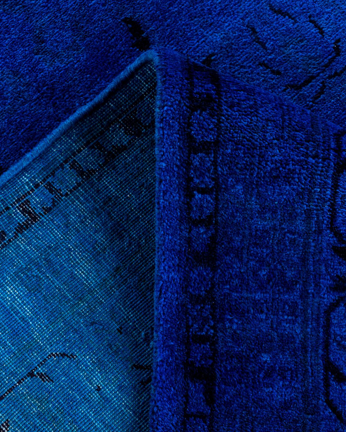 Alfombra de lana teñida a mano contemporánea azul 1,80 x 1,80 m Lana en venta