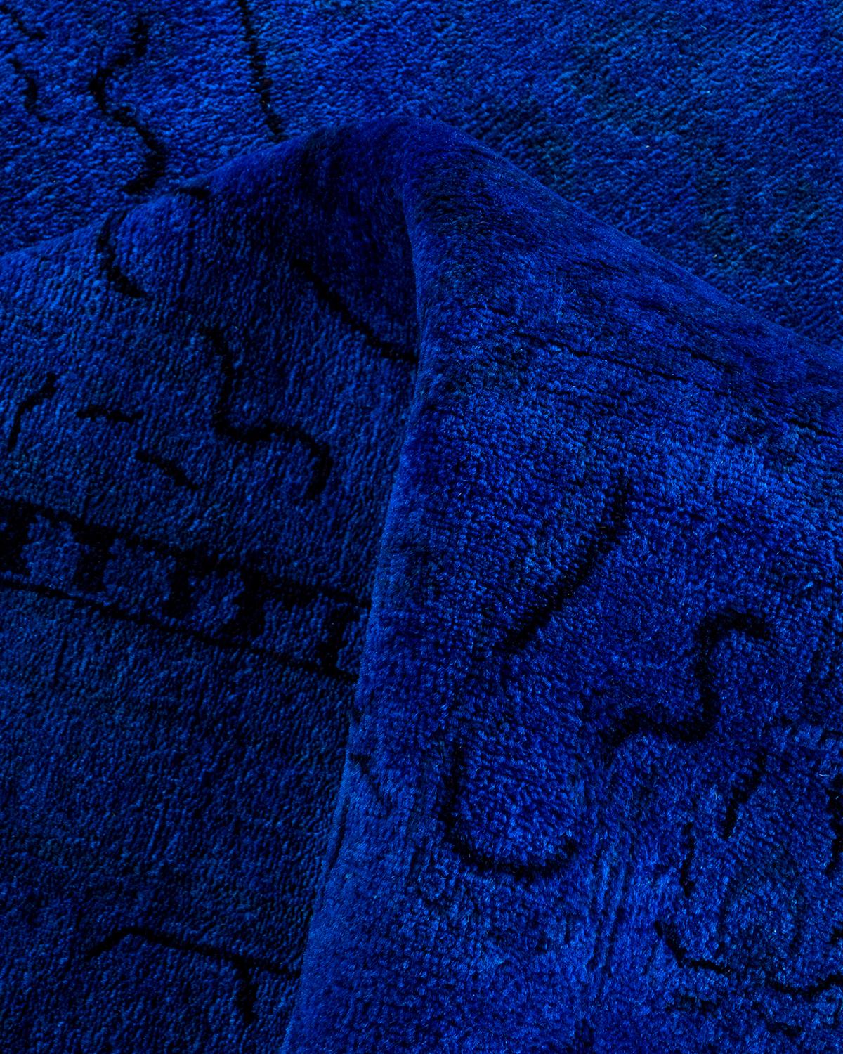 Alfombra de lana teñida a mano contemporánea azul 1,80 x 1,80 m en venta 1