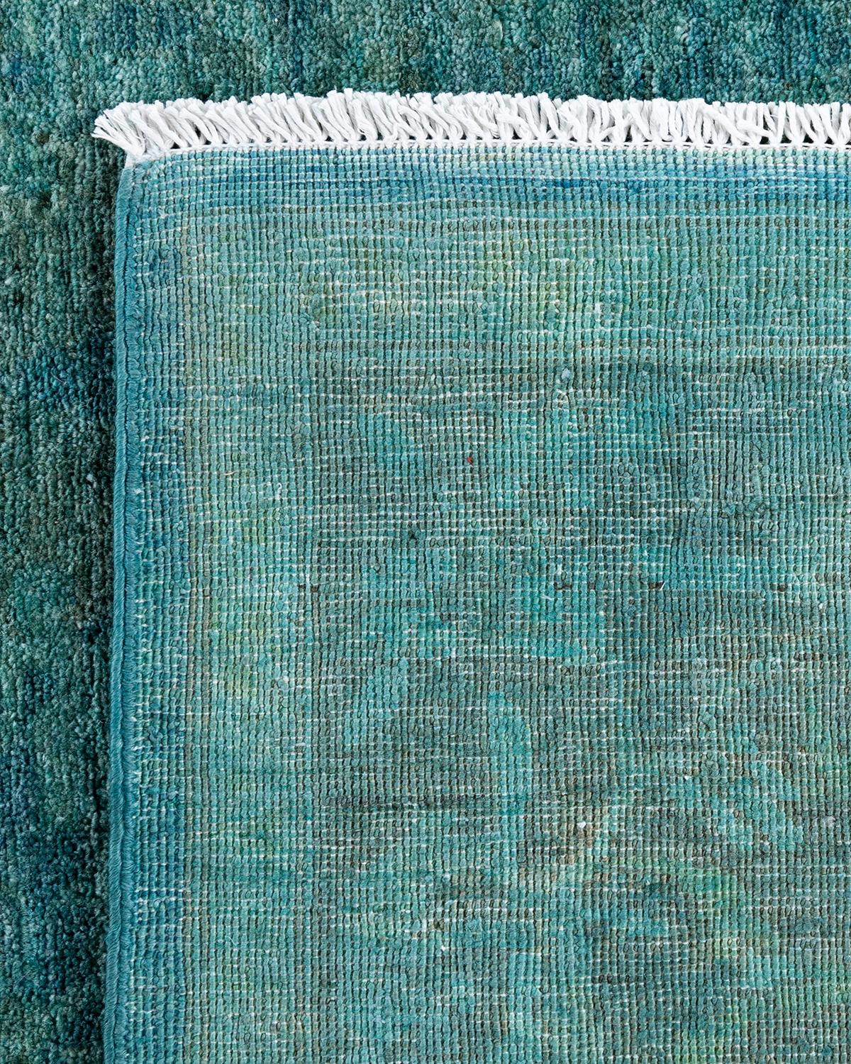 XXIe siècle et contemporain Contemporary Overdyed Hand Knotted Wool Blue Area Rug 5' 9