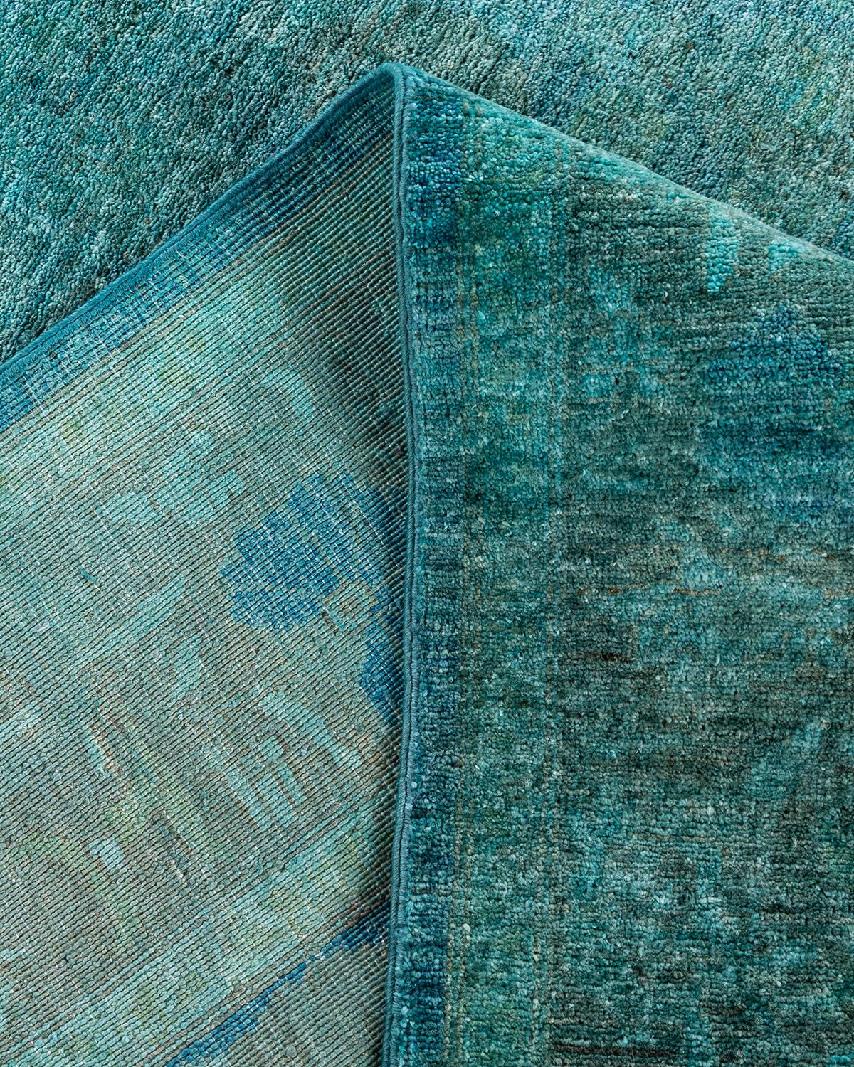 Laine Contemporary Overdyed Hand Knotted Wool Blue Area Rug 5' 9