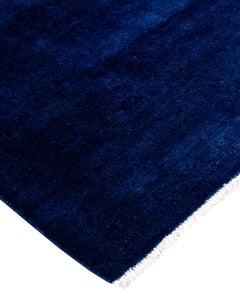 Contemporary Overdyed Hand Knotted Wool Blue Area Rug 6' 1" x 8' 6"