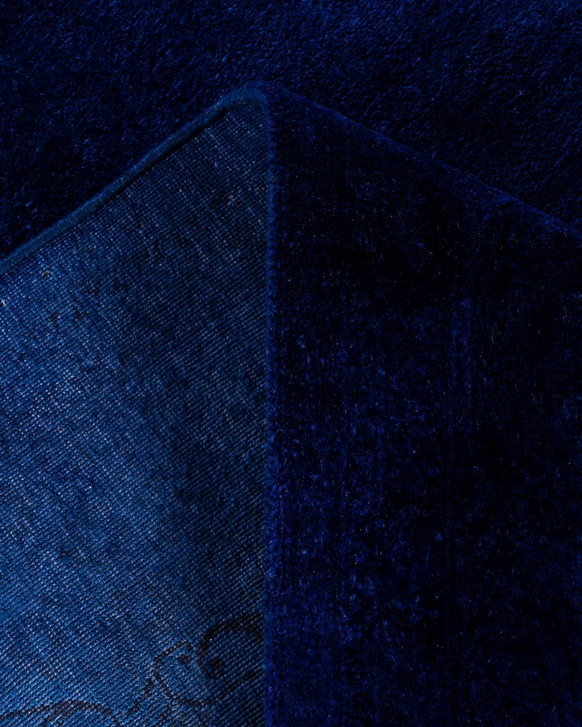 Contemporary Overdyed Hand Knotted Wool Blue Area Rug 6' 1