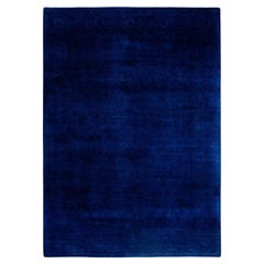 Contemporary Overdyed Hand Knotted Wool Blue Area Rug 6' 1" x 8' 6"