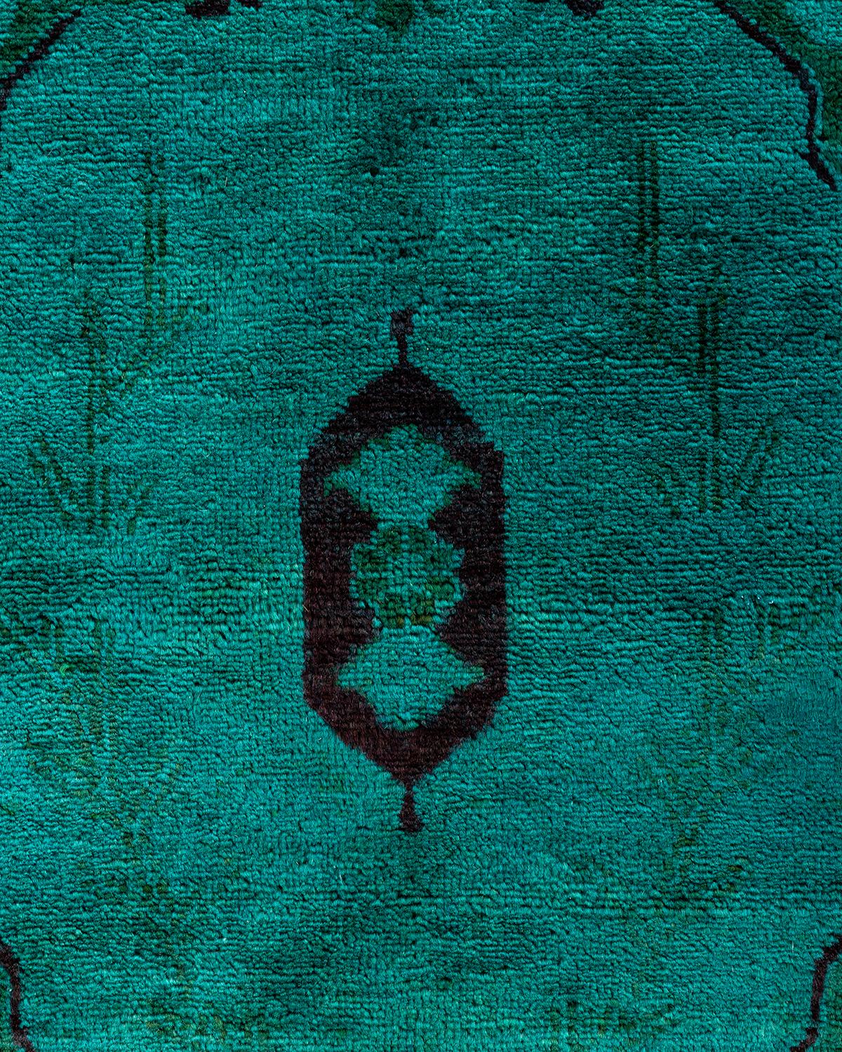 Pakistani Contemporary Overdyed Hand Knotted Wool Blue Area Rug 6' 1