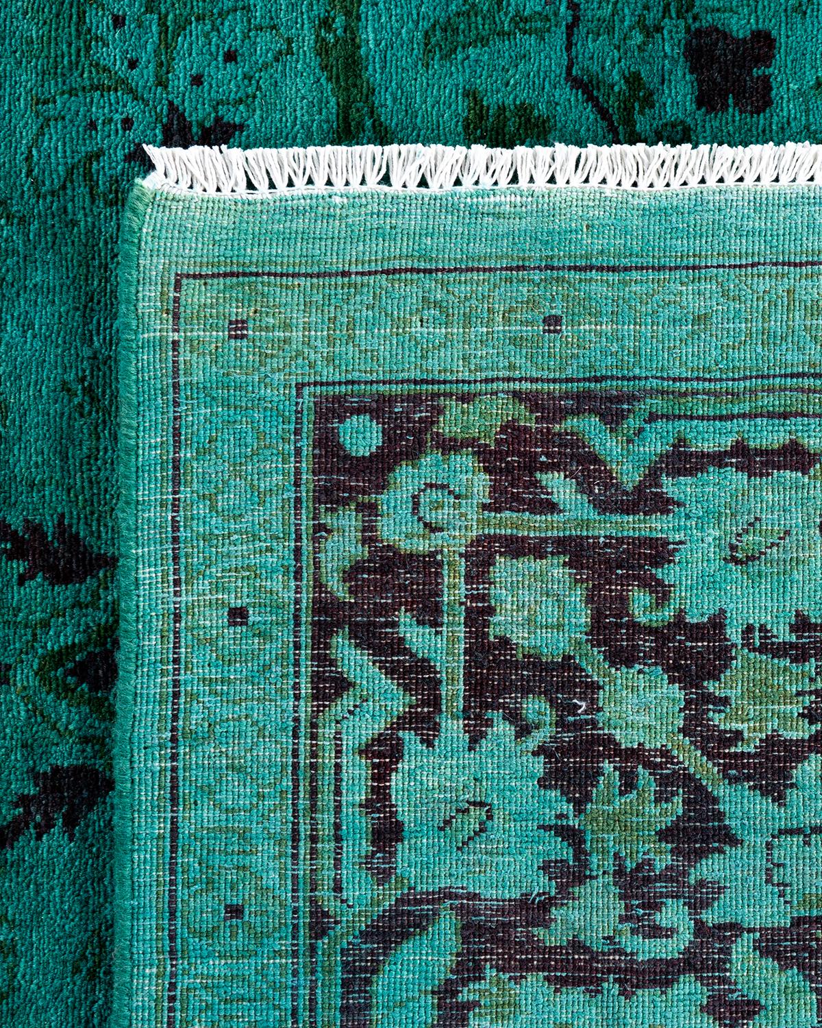 Contemporary Overdyed Hand Knotted Wool Blue Area Rug 6' 1