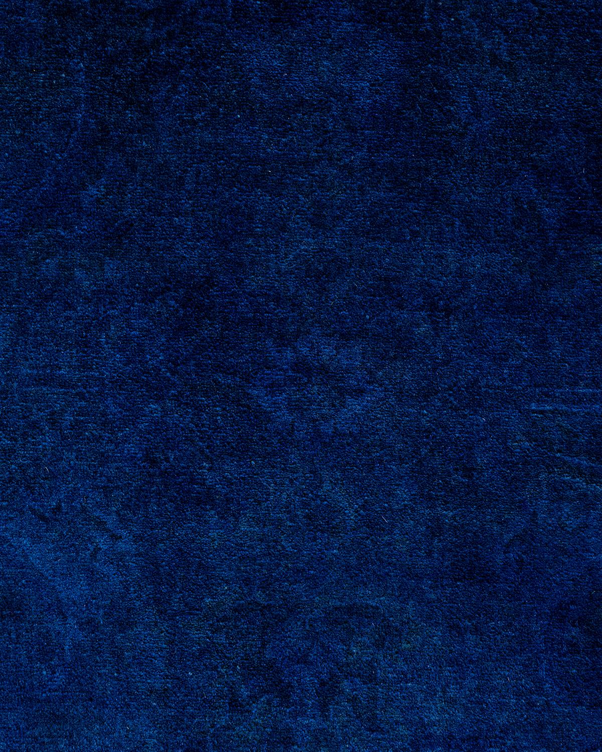 Pakistani Contemporary Overdyed Hand Knotted Wool Blue Area Rug 6' 1