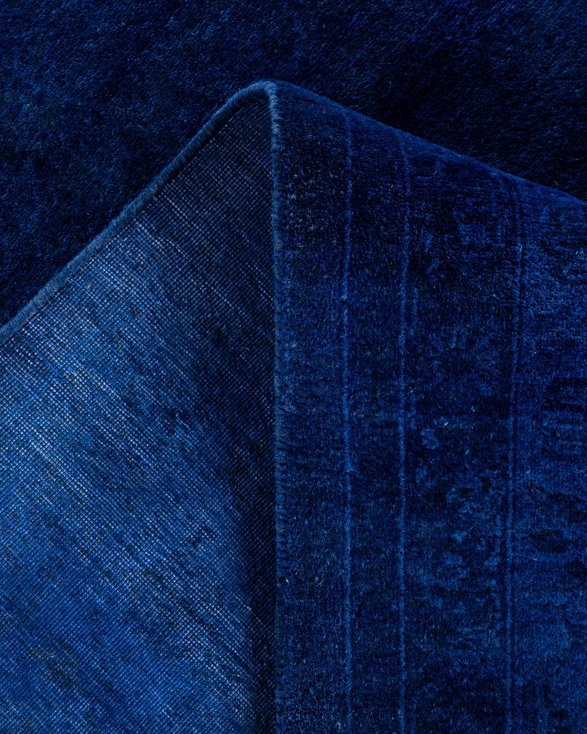 Contemporary Overdyed Hand Knotted Wool Blue Area Rug 6' 1