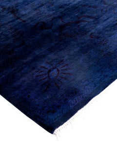 Contemporary Overdyed Hand Knotted Wool Blue Area Rug 6' 2" x 8' 7"