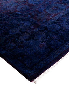 Contemporary Overdyed Hand Knotted Wool Blue Area Rug 6' 2" x 9' 0"