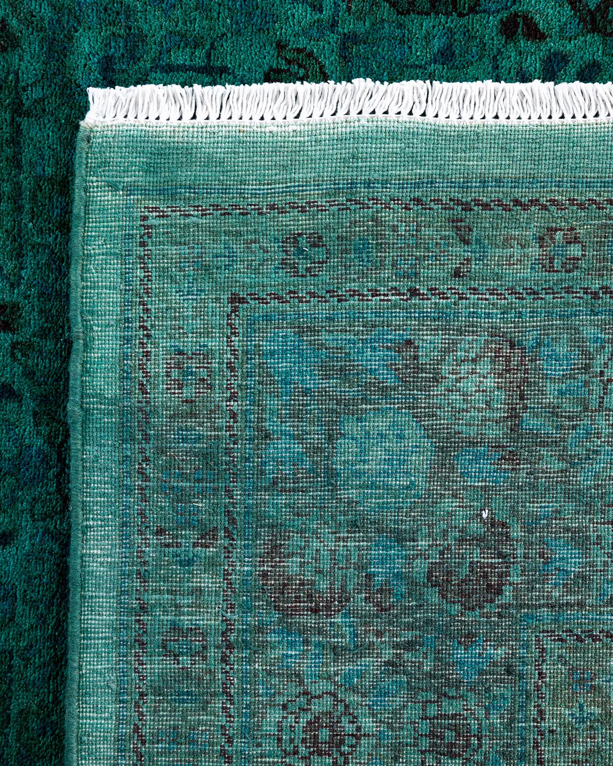 Contemporary Overdyed Hand Knotted Wool Blue Area Rug 6' 2