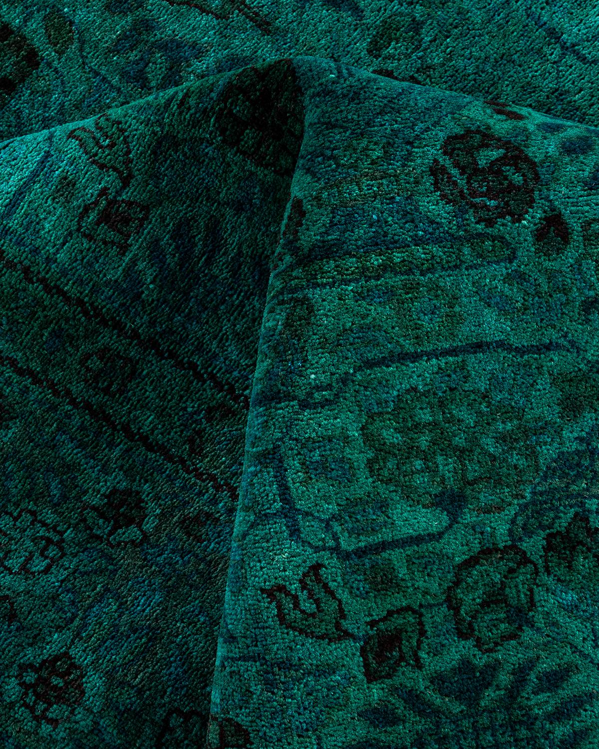 Contemporary Overdyed Hand Knotted Wool Blue Area Rug 6' 2