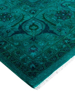 Contemporary Overdyed Hand Knotted Wool Blue Area Rug 6' 3" x 9' 4"
