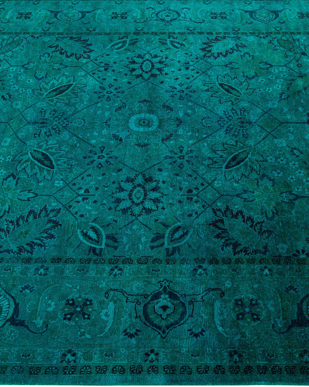 Contemporary Overdyed Hand Knotted Wool Blue Area Rug 6' 3