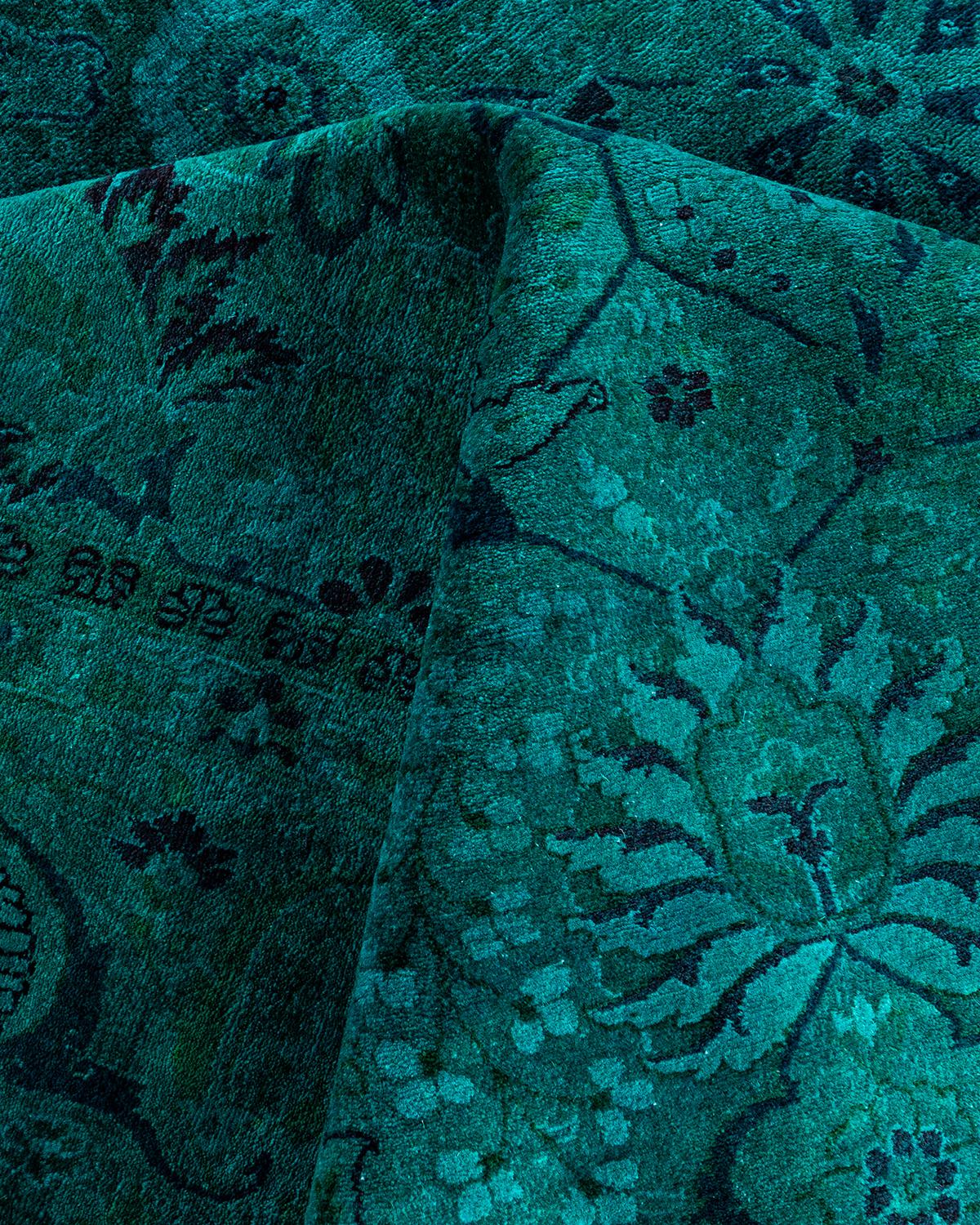 Contemporary Overdyed Hand Knotted Wool Blue Area Rug 6' 3