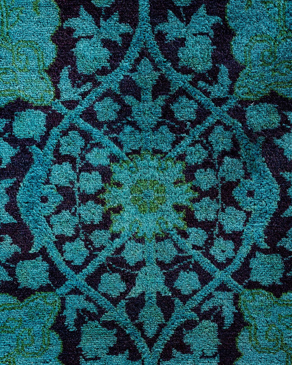 Pakistano Contemporary Overdyed Hand Knots Rugs (Tappeto di lana blu) 8' 0