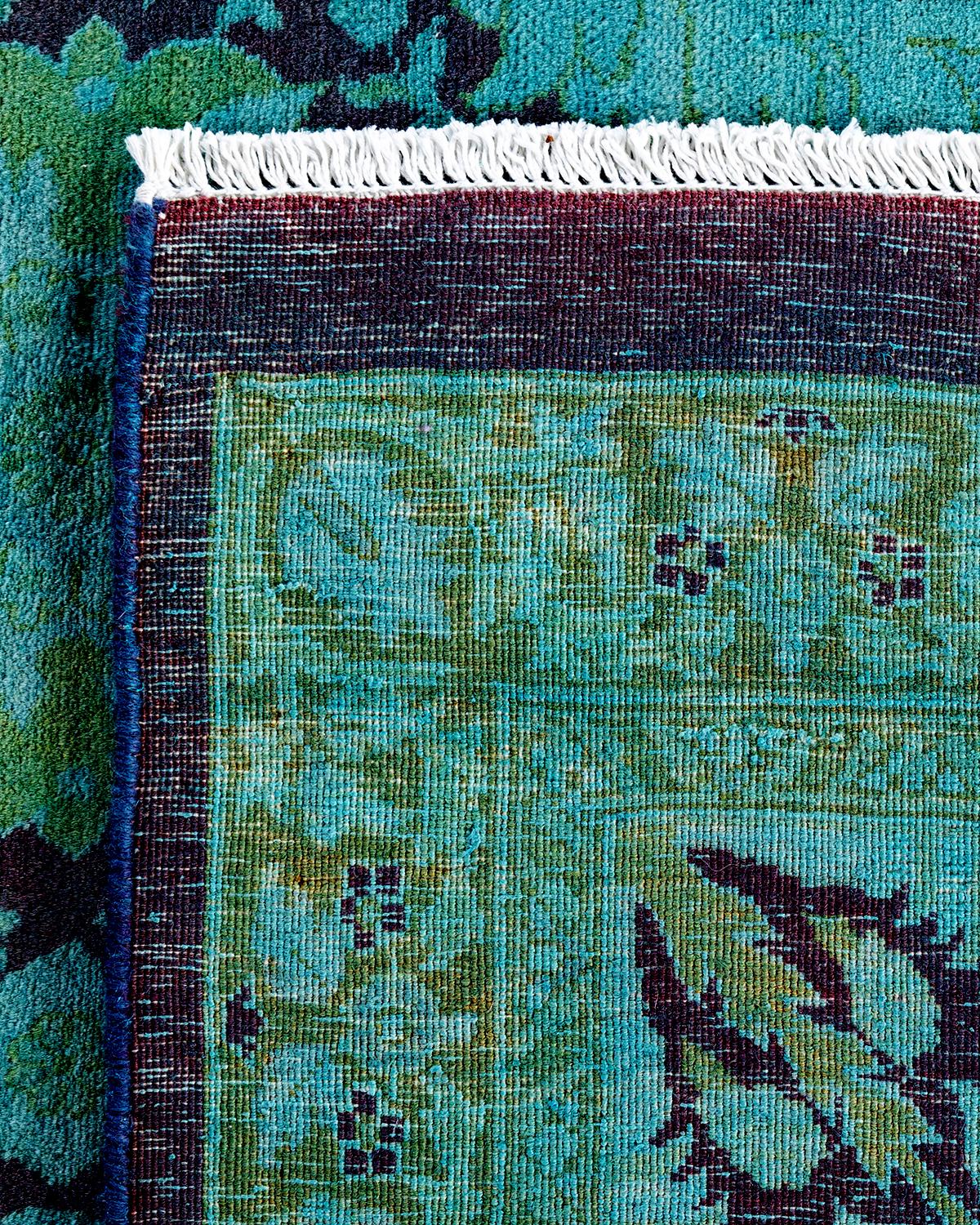 XXI secolo e contemporaneo Contemporary Overdyed Hand Knots Rugs (Tappeto di lana blu) 8' 0