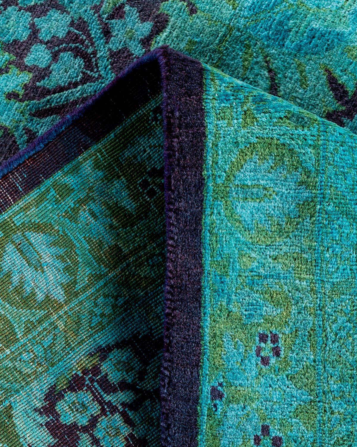 Lana Contemporary Overdyed Hand Knots Rugs (Tappeto di lana blu) 8' 0