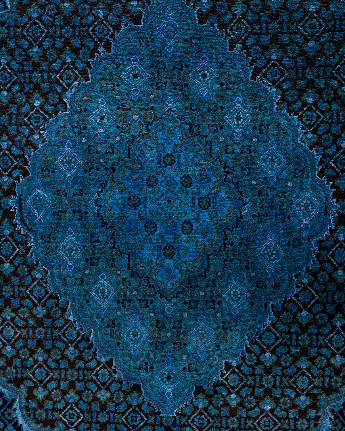 Pakistano Contemporary Overdyed Hand Knots Rugs (Tappeto di lana blu) 8' 10