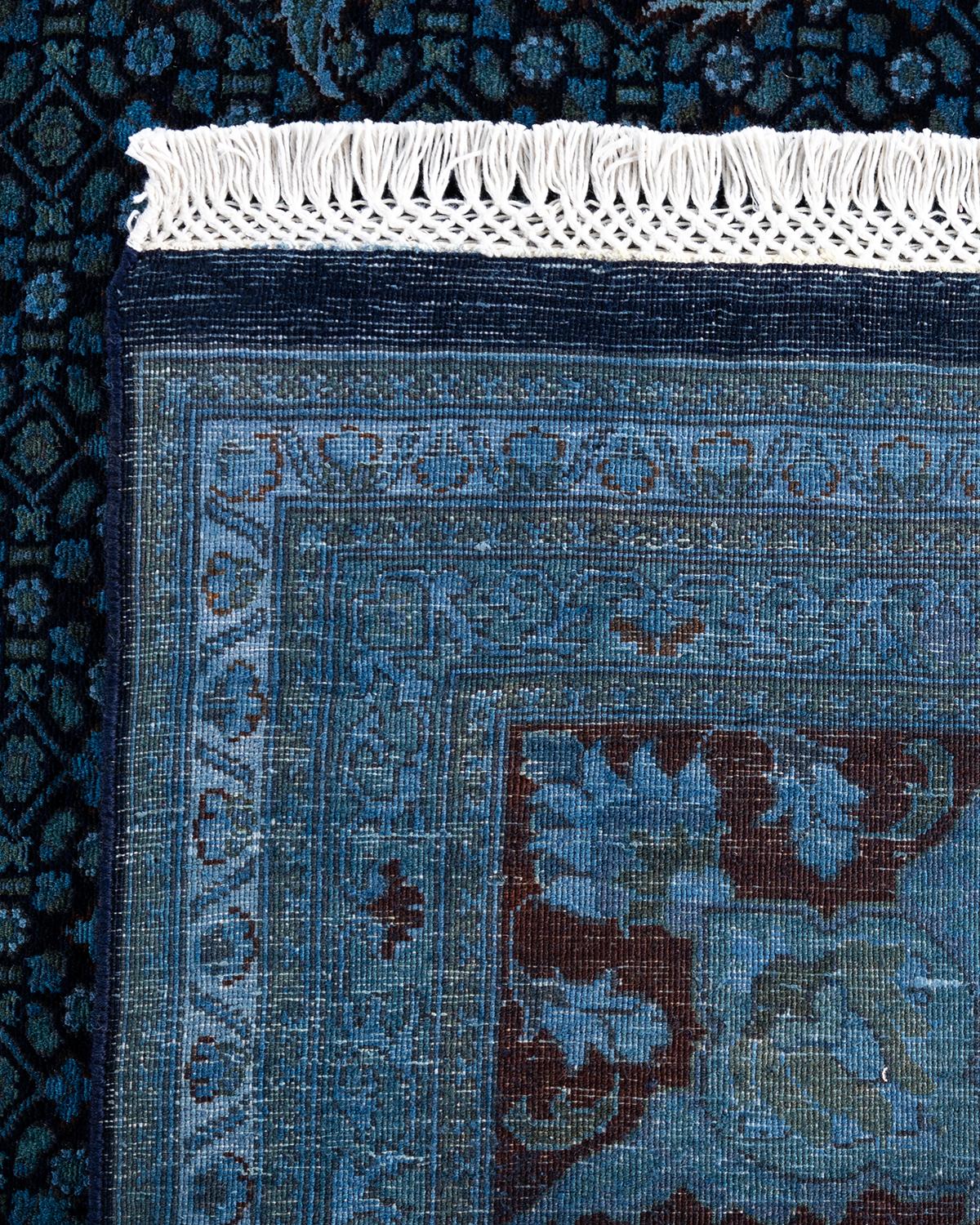 XXI secolo e contemporaneo Contemporary Overdyed Hand Knots Rugs (Tappeto di lana blu) 8' 10