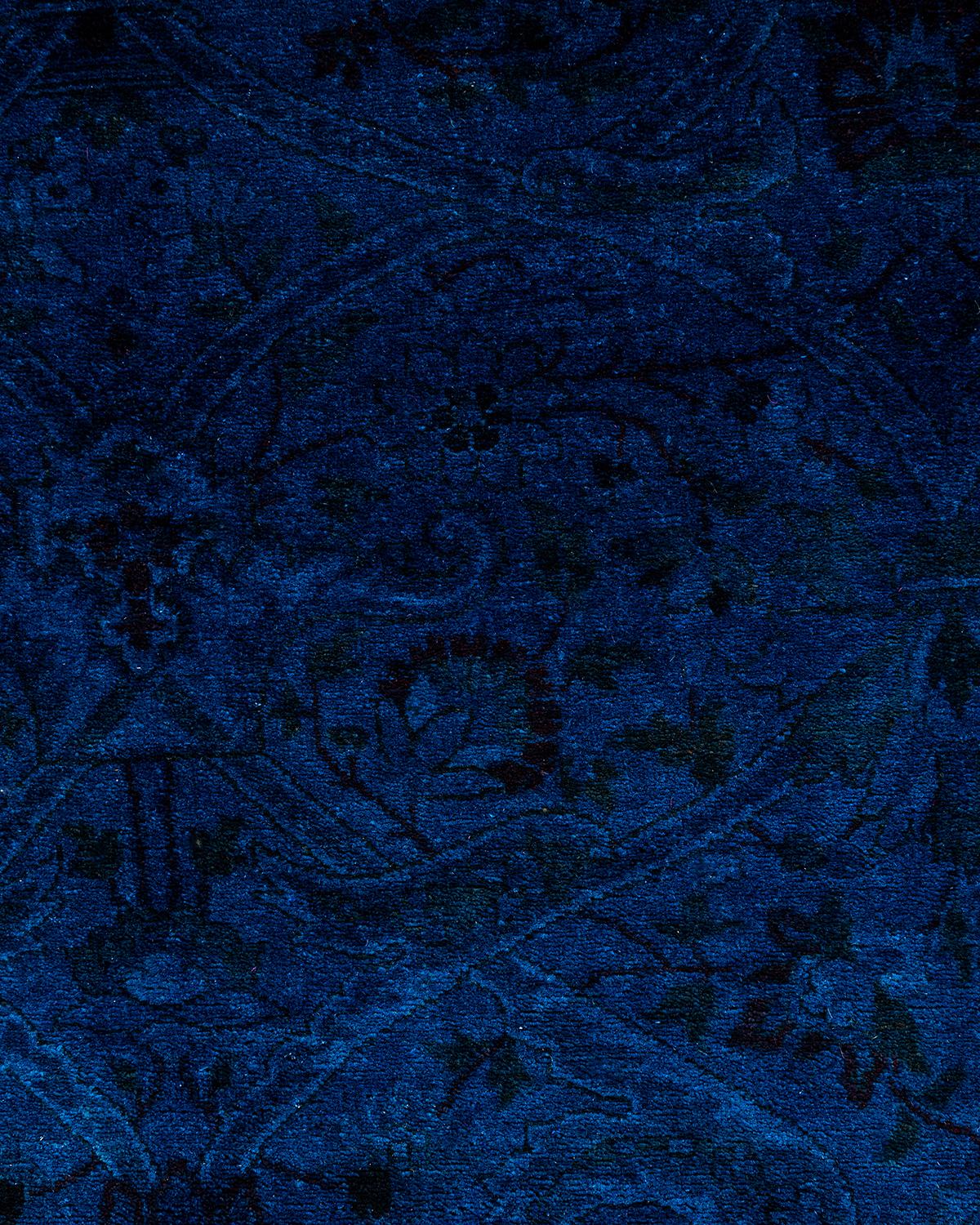 Alfombra de lana teñida a mano azul contemporánea 2 x 3 metros Pakistaní en venta