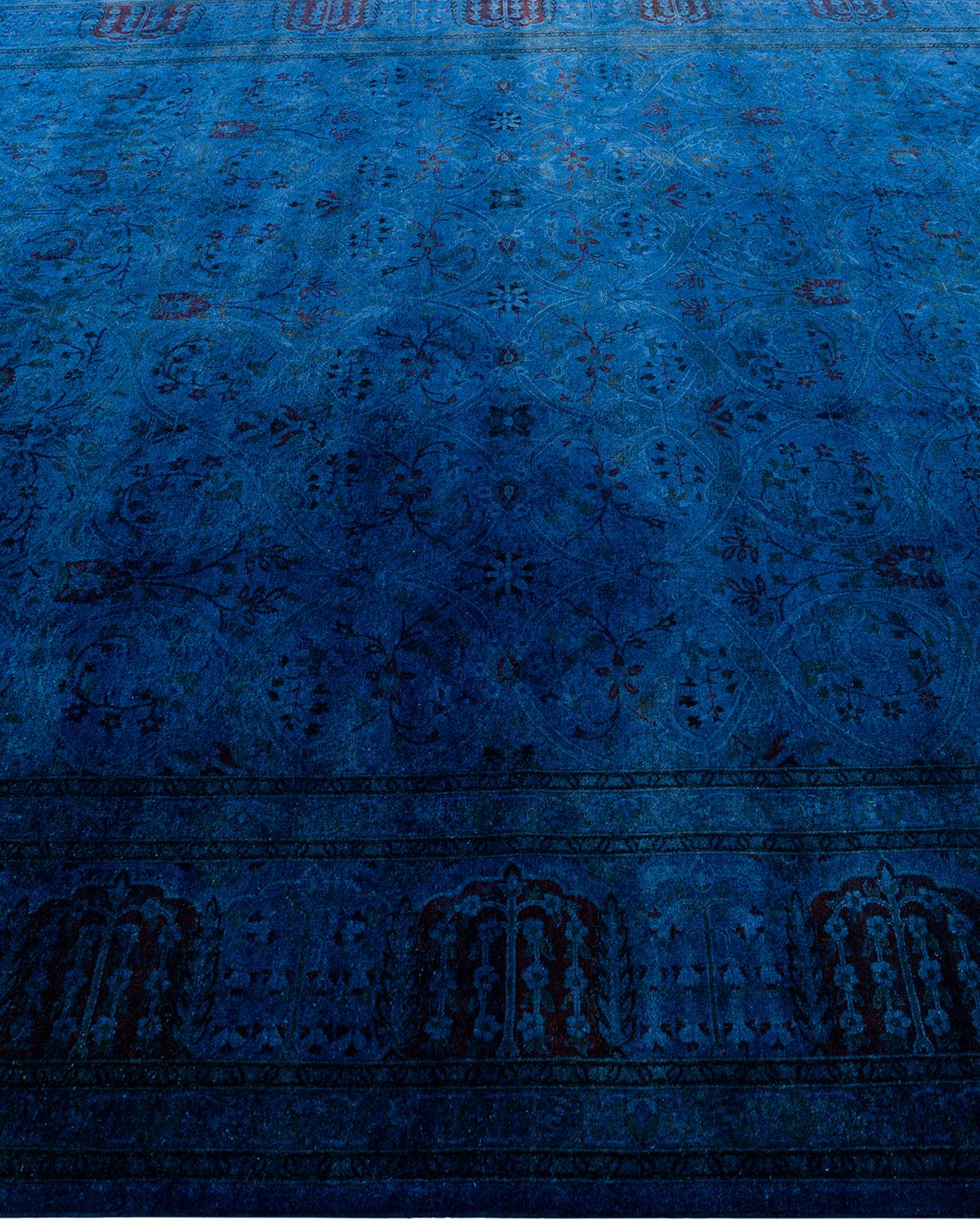 Alfombra de lana teñida a mano azul contemporánea 2 x 3 metros en Nuevo estado para la venta en Norwalk, CT