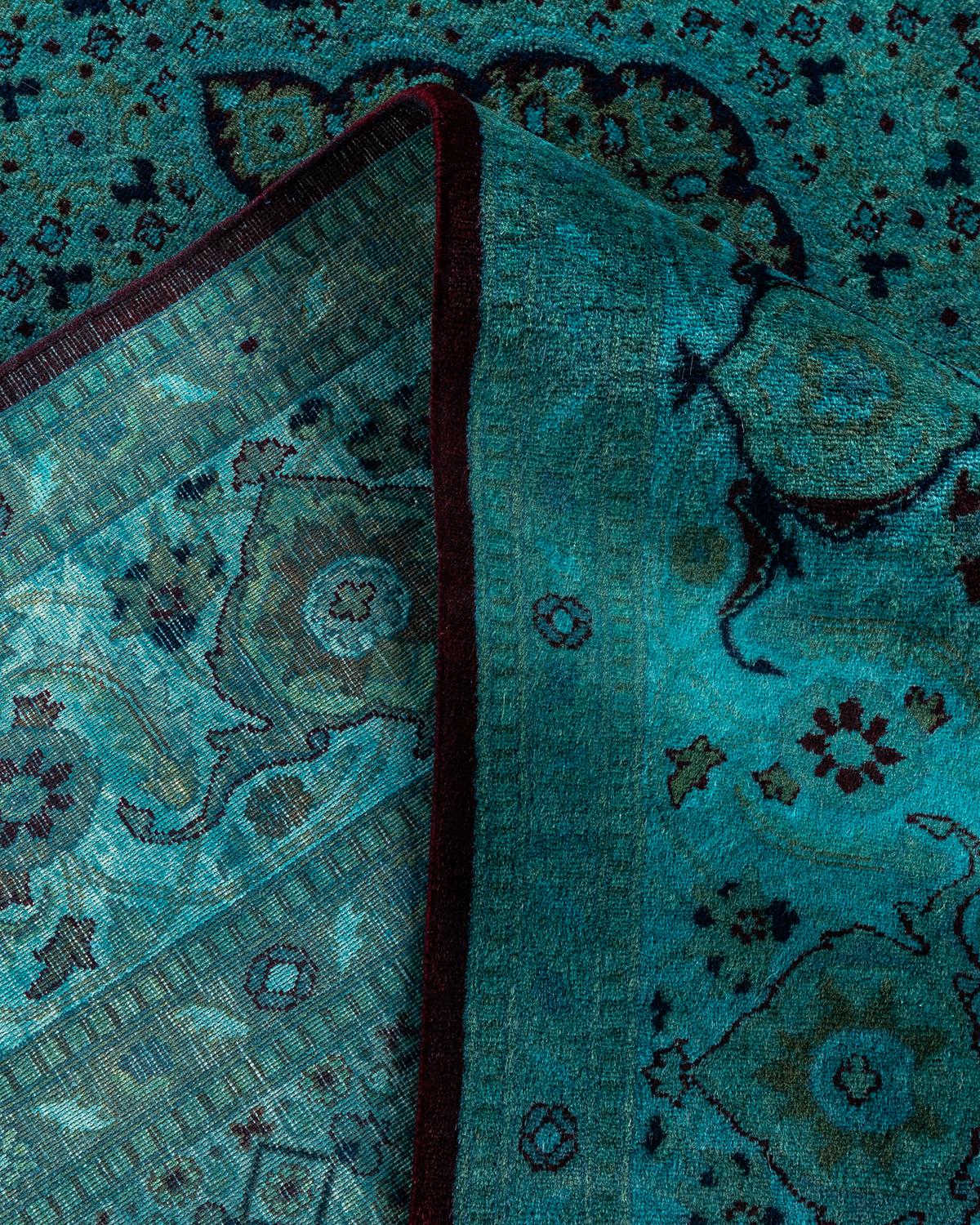 Laine Contemporary Overdyed Hand Knotted Wool Blue Area Rug 8' 2