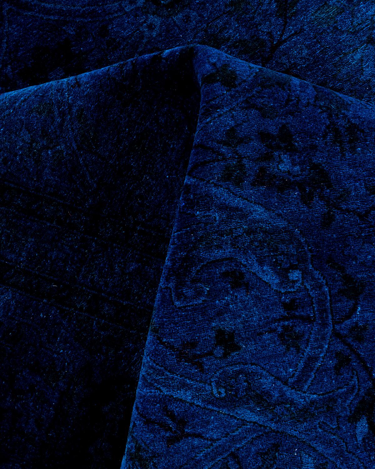 Alfombra de lana teñida a mano azul contemporánea 2 x 3 metros en venta 1